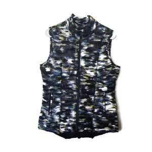 Tangerine | Women's Duck Down Puffer Vest Watercolor Abstract Size Med